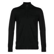 Zwarte Wol Quarter Zip Sweater J.Lindeberg , Black , Heren