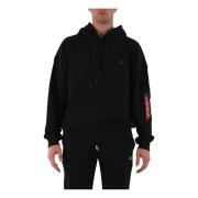 Essentials hoodie met badge logo Alpha Industries , Black , Heren