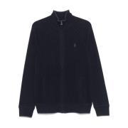 Blauwe Katoenen Cardigan Met Rits Polo Ralph Lauren , Blue , Heren