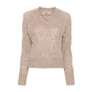 Chunky Cable Gebreide Trui Ermanno Scervino , Brown , Dames