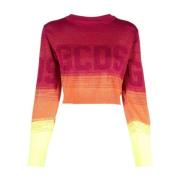 Roze Lurex Cropped Sweater Gcds , Pink , Dames