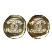 Pre-owned Metal earrings Chanel Vintage , Yellow , Dames