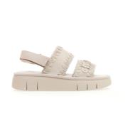 Witte Suède Sleehak Sandalen Elegante Stijl Mou , White , Dames