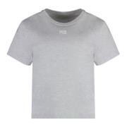 Geribbelde ronde hals katoenen T-shirt Alexander Wang , Gray , Dames