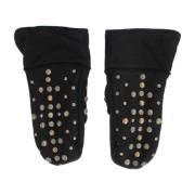 Studded Shearling Handschoenen - Zwart Dolce & Gabbana , Gray , Heren