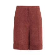 Linnen Bermuda Shorts met Stijlvolle Snit Marina Rinaldi , Brown , Dam...