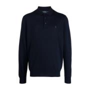 Blauwe Wol Lange Mouw Pullover Polo Ralph Lauren , Blue , Heren