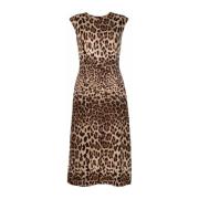 Luipaardprint midi-jurk in bruin Dolce & Gabbana , Brown , Dames