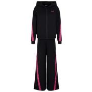 Zwart hoodie en wijde broek set Emporio Armani EA7 , Black , Dames