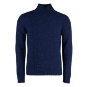 Heather Cashmere Turtleneck Sweater Malo , Blue , Heren