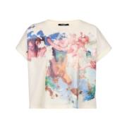 Pastel Print Top met korte mouwen Balmain , Beige , Dames