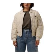 Beige Quilt Bomberjack voor Vrouwen Tommy Jeans , Beige , Dames