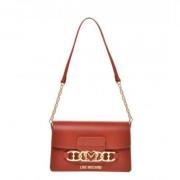 Bruine Schoudertas met Metalen Logo Love Moschino , Brown , Dames