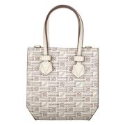 Korrelig leren schoudertas met logo Moreau Paris , Beige , Dames