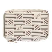 Korrelig leren ritsportemonnee met logo Moreau Paris , Beige , Dames