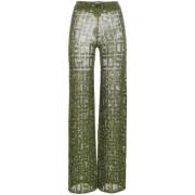 Monogram Casual Broek Multicolor Gcds , Green , Dames