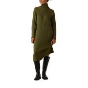 Groene Gebreide Midi Rollneck Jurk Y.a.s , Green , Dames