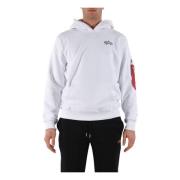 Handtekening Hoodie met Voorzak Alpha Industries , White , Heren