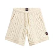 Beige Kabel Gebreide Trekkoord Shorts Woolrich , Beige , Heren