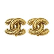 Pre-owned Metal earrings Chanel Vintage , Yellow , Dames