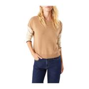 Beige Wol Kasjmier Boxy Sweater Pennyblack , Brown , Dames