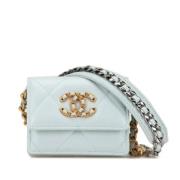 Pre-owned Leather chanel-bags Chanel Vintage , Blue , Dames