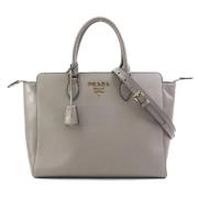 Pre-owned Leather handbags Prada Vintage , Gray , Dames