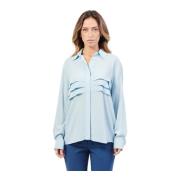 Heldere Blauwe Shirt met Verborgen Knopen Jijil , Blue , Dames