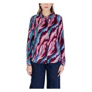 Roze Lange Mouw Button-Up Shirt Ichi , Multicolor , Dames