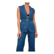 Denim Blauw Vest Twinset , Blue , Dames