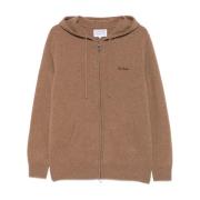 Bruine Wollen Gebreide Rits Hoodie Sweater MC2 Saint Barth , Brown , H...