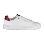 Sportieve witte vetersneakers met contrastdetails en logoprint Tommy H...