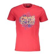 Rode Heren T-shirt Korte Mouwen Print Logo Cavalli Class , Red , Heren