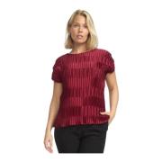 Rode Safari Blouse met Korte Mouwen 2-Biz , Red , Dames