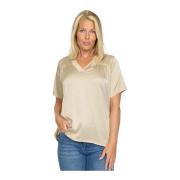 Champagne Blouse met Ruchedetails 2-Biz , Beige , Dames