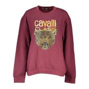 Paarse Sweatshirt met Print en Lange Mouwen Cavalli Class , Purple , D...