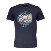 Blauw T-shirt met korte mouwen en logo Cavalli Class , Blue , Heren