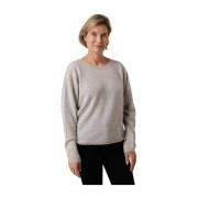 Grijze Kasjmier Trui Ronde Hals Ribgebreid Absolut Cashmere , Gray , D...