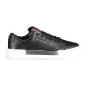 Zwarte Katoenen Sneaker met Contrasterende Details Tommy Hilfiger , Bl...