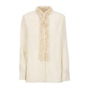 Witte damesoverhemd met Koreaanse kraag Jil Sander , Beige , Dames