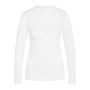 Gedrapeerde Blouse Top Sneeuwwit Bruuns Bazaar , White , Dames