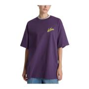 Geribbelde ronde hals bedrukt T-shirt Vans , Purple , Dames