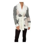 Lange Ronde Hals Cardigan Wit Steek Mix Nenette , Multicolor , Dames