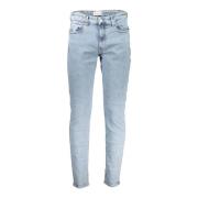 Lichtblauwe Slim Taper Jeans met Gewassen Effect Calvin Klein , Blue ,...