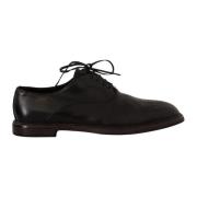 Elegante Zwarte Leren Derby Formele Schoenen Dolce & Gabbana , Black ,...