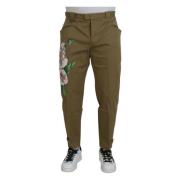 Bloemen Chino Broek Dolce & Gabbana , Green , Heren