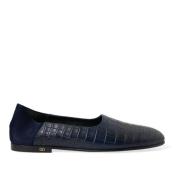 Elegante Blauwe Krokodillen Loafers Dolce & Gabbana , Blue , Heren