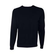 Merino Wol Pullover Navy Blauw Daniele Fiesoli , Blue , Heren