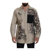 Beige Button-Down Casual Overhemd Dolce & Gabbana , Beige , Heren