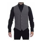 Grijze Slim Fit Jurk Vest Dolce & Gabbana , Gray , Heren